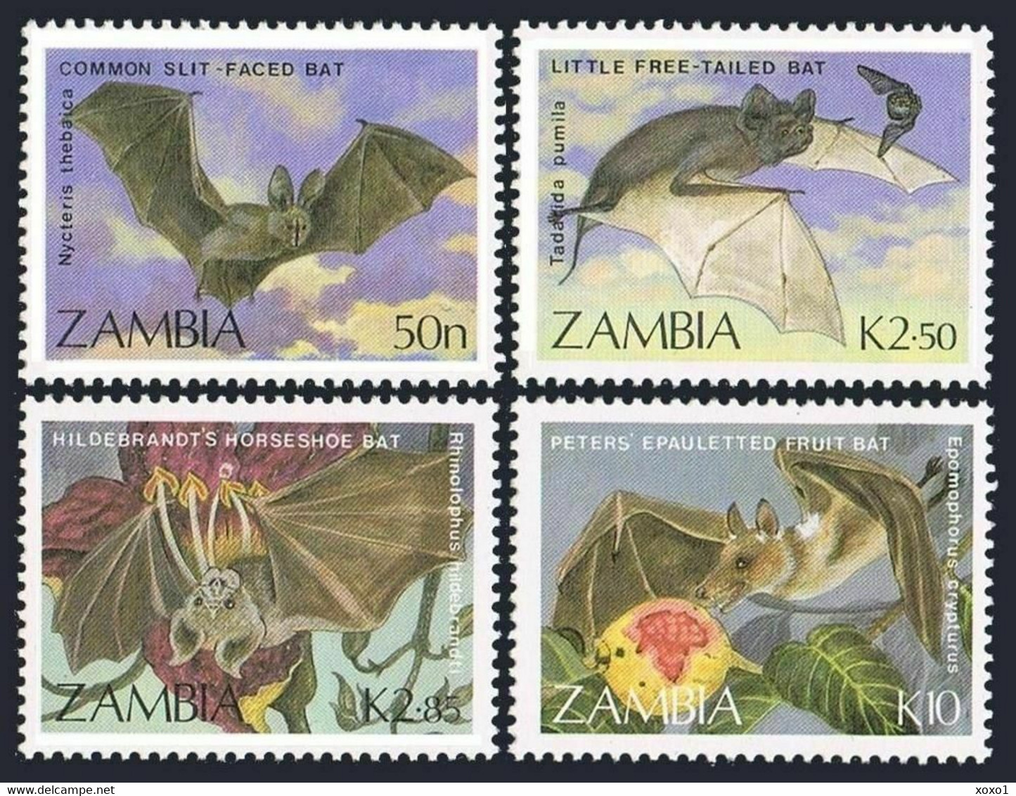 ZAMBIA 1989 MiNr. 474 - 477  Sambia Bats 4v MNH** 6,00 € - Chauve-souris