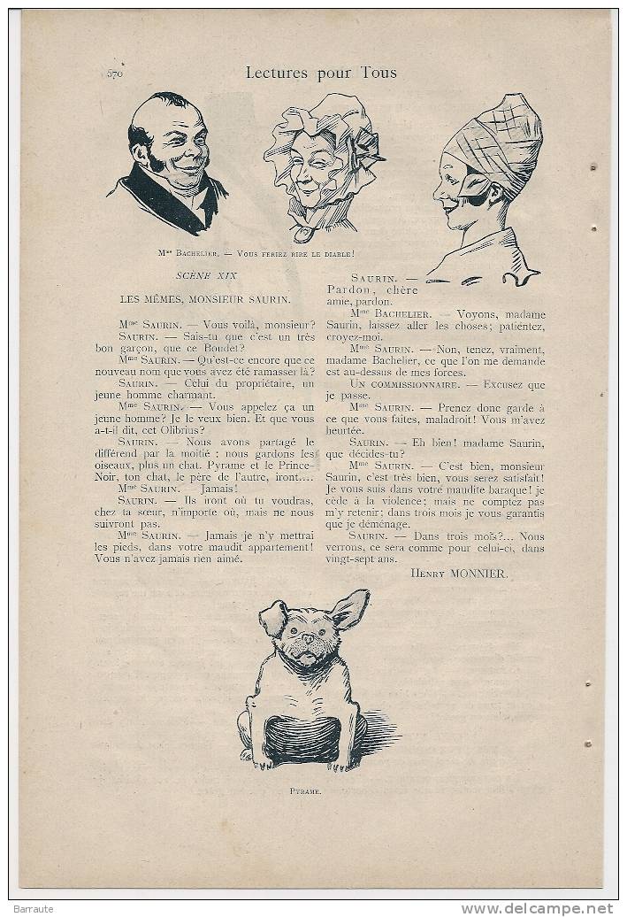 Feuillet De 1901 Theatre Comédie De Moeurs" LE DEMENAGEMENT Par Henry MONNIER" - Franse Schrijvers