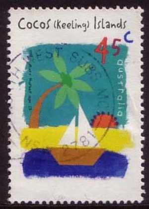 1998 - Cocos (keeling) Islands 45c HARI ISLAND & Yatch Stamp FU - Cocos (Keeling) Islands