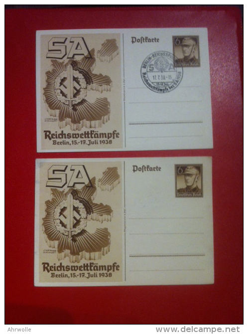 Propagandakarten WW2 SA Reichswettkämpfe 2 AK Berlin 1938 - Weltkrieg 1939-45