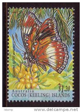 1995 - Cocos (keeling) Islands Insects $1.20 COMMON EGGFLY BUTTERFLY Stamp FU - Kokosinseln (Keeling Islands)