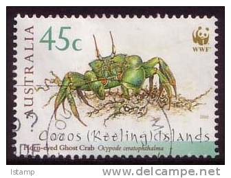 2000 - Cocos (keeling) Islands Wwf Crabs 45c HORN-EYED GHOST CRAB Stamp FU - Cocos (Keeling) Islands
