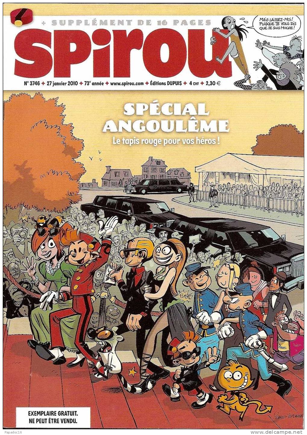 BD - Spirou N° 3746 - 22 Janvier 2010 - Spécial Angoulême (avec Supplément Encart De 16 P. "La Vie Des Festivals BD) - Spirou Magazine