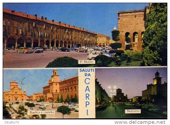 Saluti Da Carpi - Piazza Martiri - Basilica E Castello - Notturno - 1996 - Viaggiata - Carpi