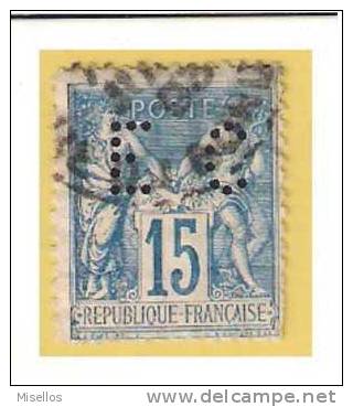 Nº 101  15 C. Azul De 1884-90 Perforado EC,Emile Chouanard, Ver Margenes. - Telegramas Y Teléfonos