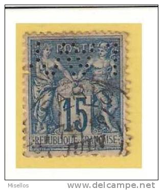 Nº 101  15 C. Azul De 1884-90 Perforado LAVY Ch. Lavy & Cie, Raro - Telegramas Y Teléfonos