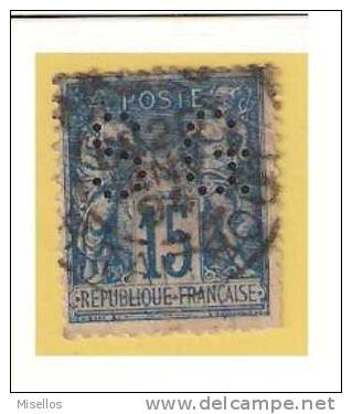 Nº 101  15 C. Azul De 1884-90 Perforado S G Societe Generale SG 102 Ver Margenes - Telegraph And Telephone