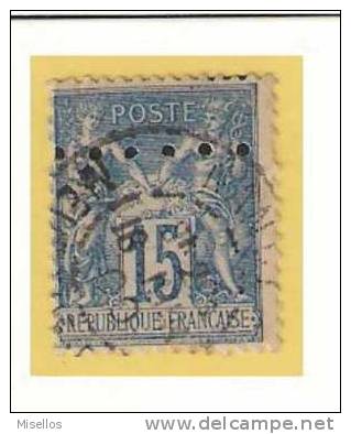 Nº 101  15 C. Azul De 1884-90 Perforado Silgle 1 6 Trous Berger Levrault - Telegrafi E Telefoni