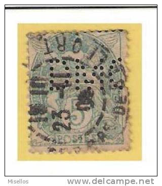 Nº 111  5 C. Verde  De 1900-24  Perforado DMC Dollfus Mieg Et Cie, Oportunidad Esta Doblado - Telegraaf-en Telefoonzegels