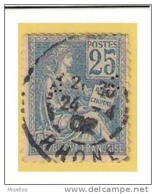 Nº 118  25 C. Azul  De 1900-01  Perforado C    L     Credit Lyonnais Constantinopla CL 188, - Telegrafi E Telefoni