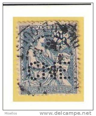 Nº 127  25 C. Azul  De 1902-01  Perforado CNE .- Comptoir National D'Escompte, CNE 310, - Telegramas Y Teléfonos