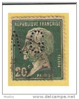 Nº 172  20 C. Verde  De 1923-26  Perforado A.G Ange CL De Libraire Et Publication A.G 93, - Telegramas Y Teléfonos