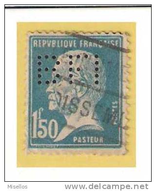 Nº 181  1,50 C. Azul  De 1923-26  Perforado BFI, Banque France Et Italie Para America Del Sur BFI 103, - Telegraaf-en Telefoonzegels