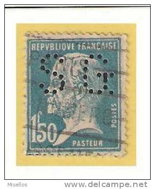 Nº 181  1,50 C. Azul  De 1923-26  Perforado S G, Socite Generale,  SG 102, - Telegraaf-en Telefoonzegels