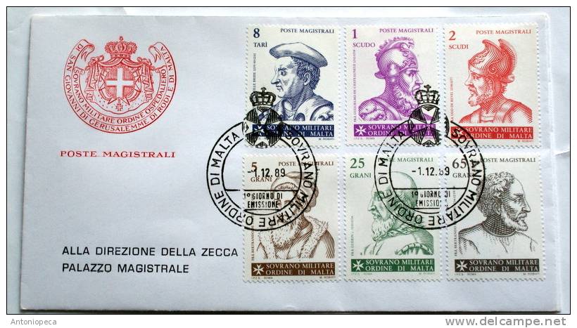 SMOM 1989 FDC - GRANDI MAESTRI DELL'ORDINE 8^SERIE - Sovrano Militare Ordine Di Malta