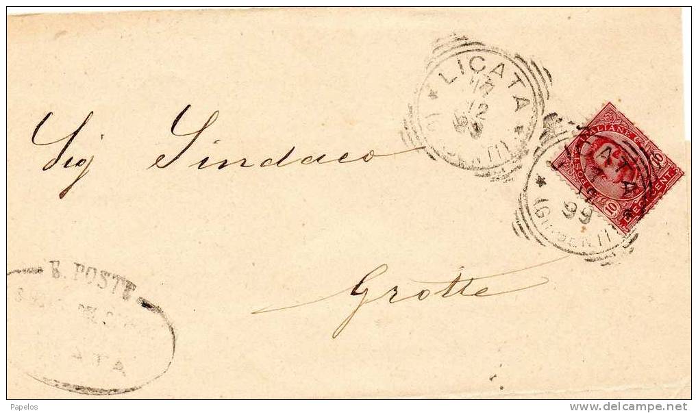 1899 LETTERA  CON ANNULLO  LICATA - Stamped Stationery