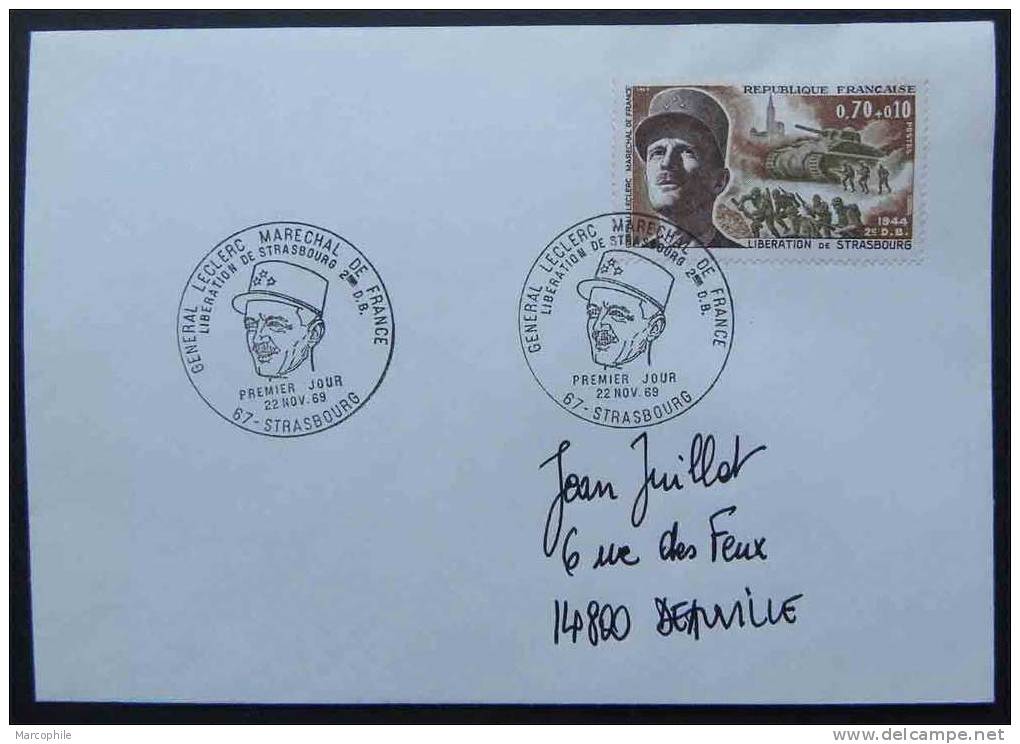 GENERAL LECLERC / 1969 OBLITERATION ILLUSTREE SUR LETTRE (ref 1202) - Briefe U. Dokumente