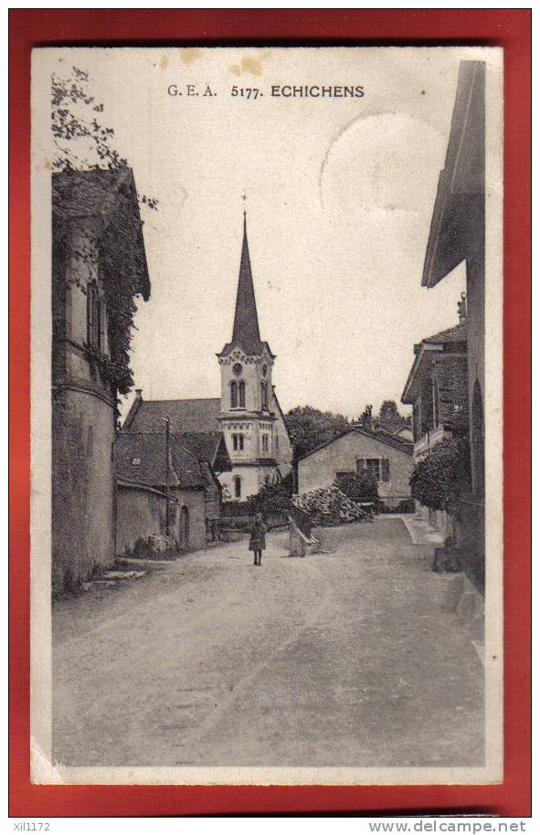 G1070 Echichens, Place Du Village.ANIME.Cachet Echichens 1926 Vers Port-Valais. GEA 5177 - Échichens