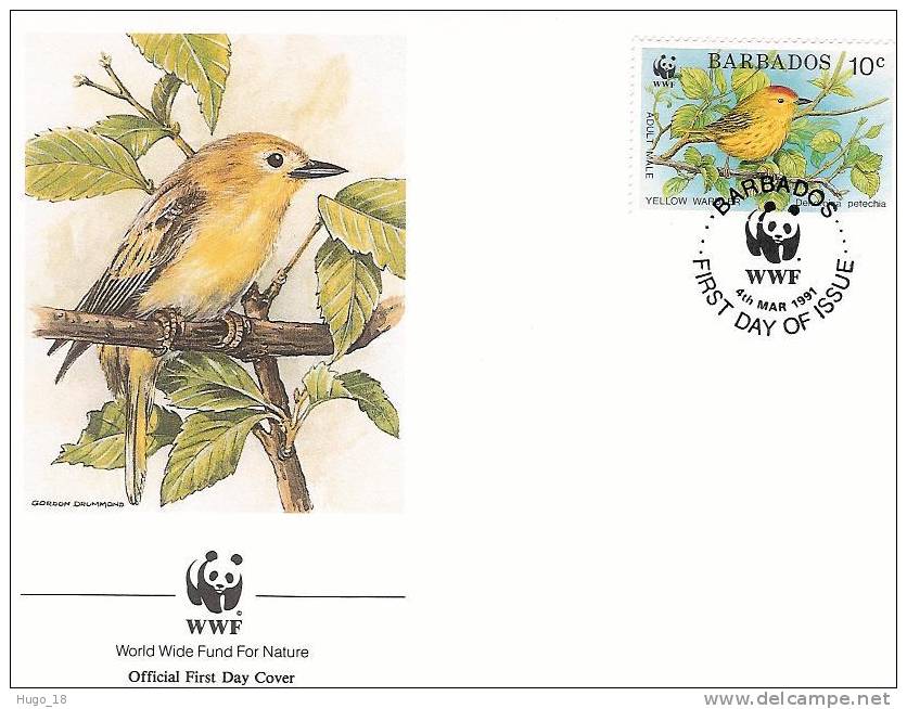 Barbados FDC 1991: WWF  Oiseaux - Barbades (1966-...)