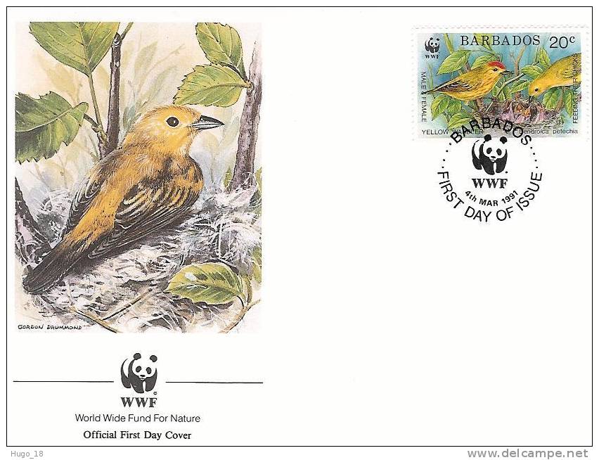 Barbados FDC 1991: WWF  Oiseaux - Barbades (1966-...)