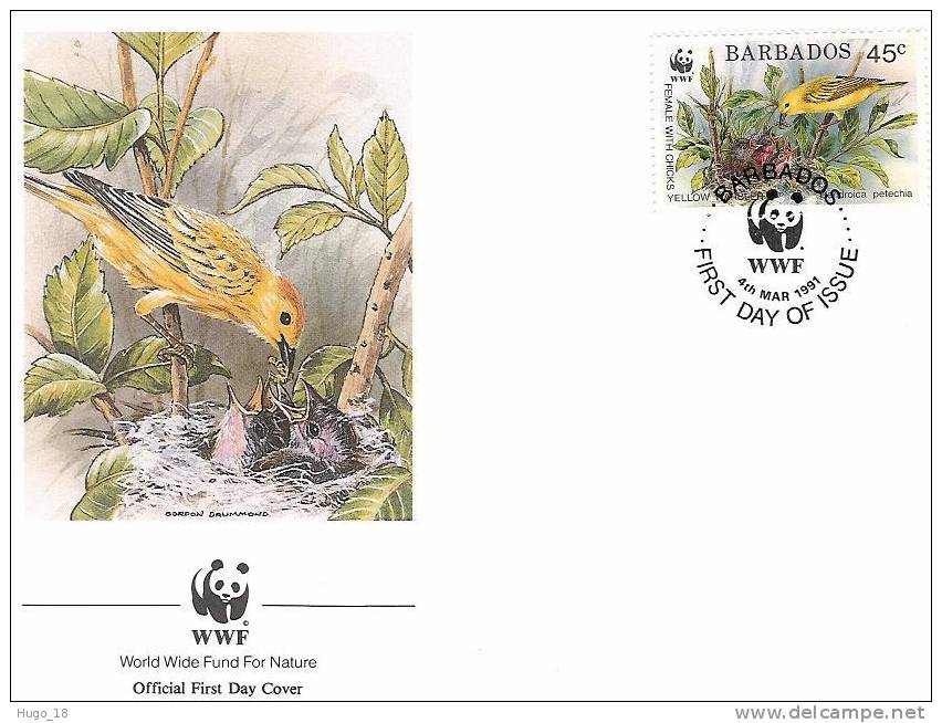 Barbados FDC 1991: WWF  Oiseaux - Barbados (1966-...)