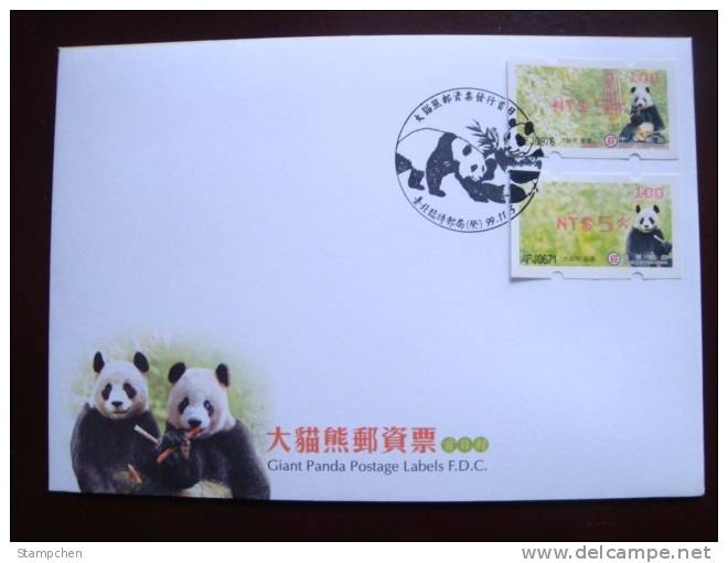 FDC 2010 Giant Panda Bear ATM Frama Stamps-- Red Imprint- Bamboo Bears WWF - FDC