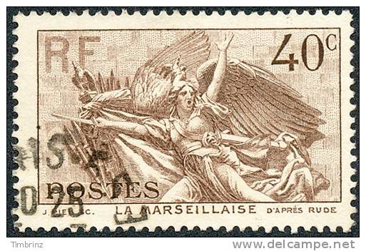 FRANCE 1936 - Yv. 315 Obl. Paris 55 TB   Cote= 3,85 EUR - La Marseillaise Du Sculpteur Rude ..Réf.FRA16451 - Used Stamps