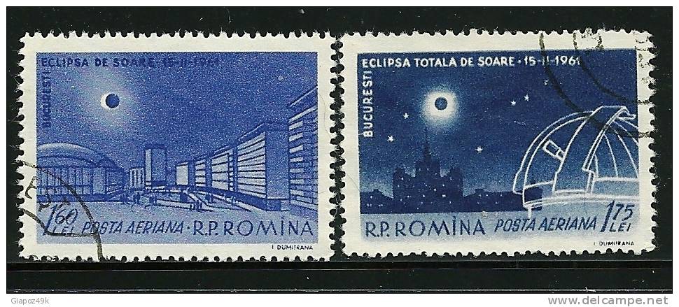 ● ROMANIA 1961 - ECLISSE - P.A.  N. 144 / 45 Usati, Serie Completa - Cat. ? € - Lotto N. 907 - Oblitérés