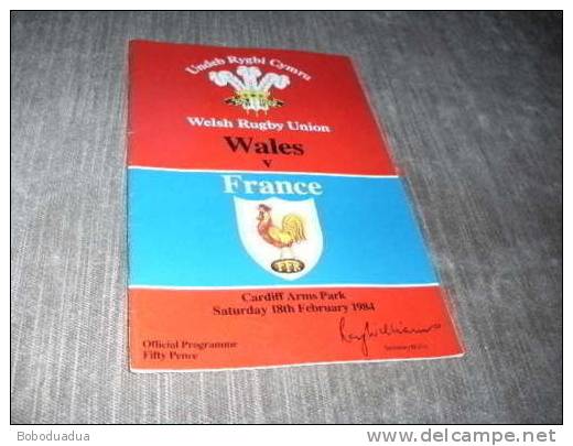 Programma Rugby Wales - Francia  Five Nations 1984  Cardiff Arms Park - Rugby