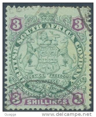 BSAC. Rhodesia 1896. 3sh Green And Mauve (with Dot). SACC 36, SG 36. - Other & Unclassified