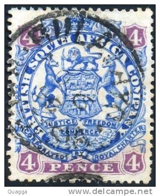 BSAC. Rhodesia 1896. 4d Ultramarine And Mauve (with Dot). SACC 32, SG 32. - Sonstige & Ohne Zuordnung