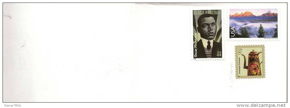 Lettre Avec Timbre Oscar Michaux,parc National Du Wyoming,american Toleware(lettre A Voyagé Mais Timbres Non Oblitérés) - Cartas & Documentos