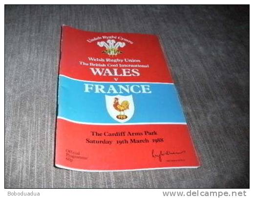 Programma Rugby Wales - Francia  Five Nations 1988  Cardiff Arms Park - Rugby