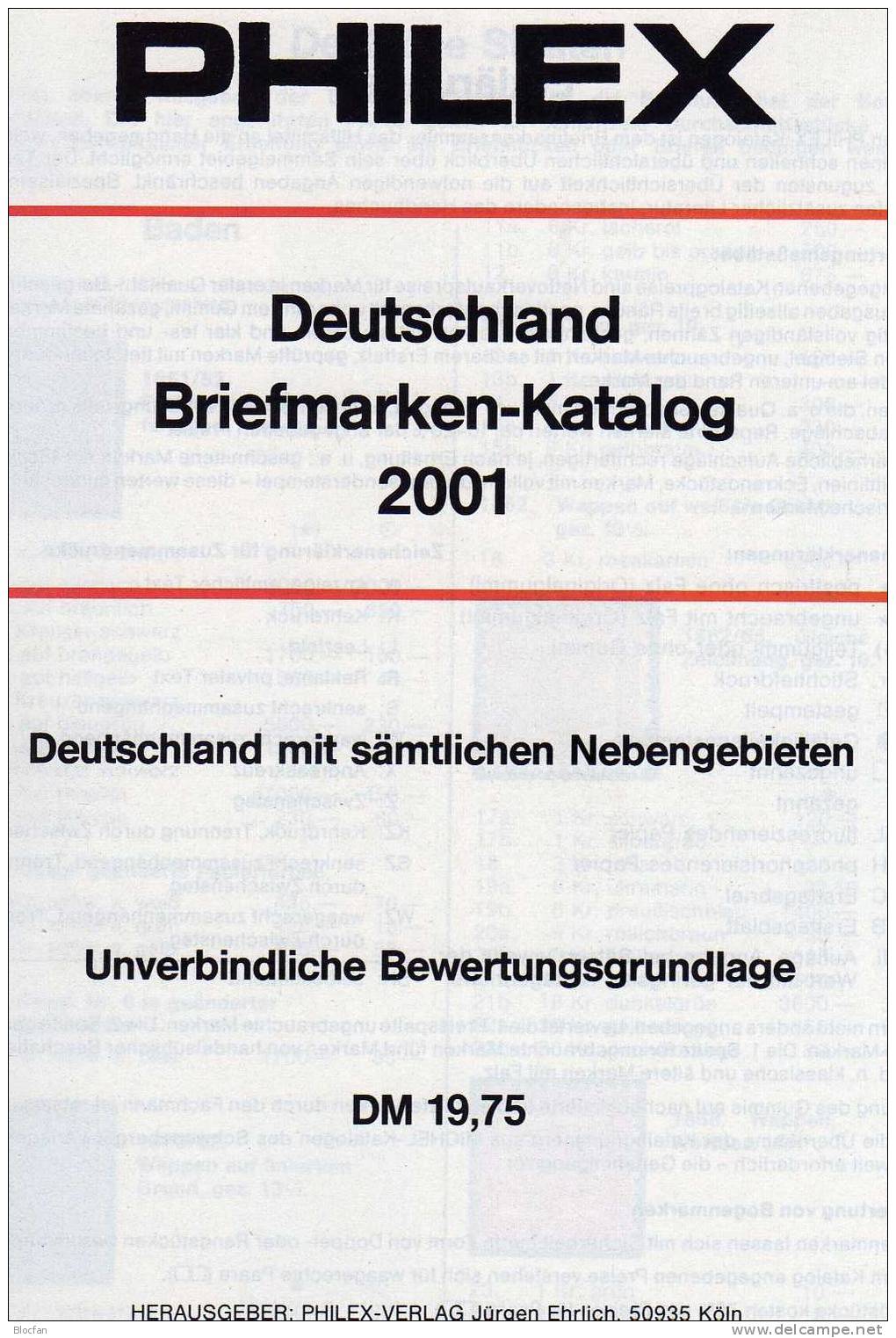 Philex Deutschland Briefmarken Katalog 2001 Antiquarisch 10€ MICHEL # Deutsches Reich Saar Danzig Memel Berlin DDR BRD - United Kingdom