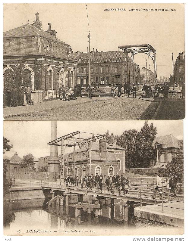 Armentieres : Le Pont National -----2 Cp - Armentieres