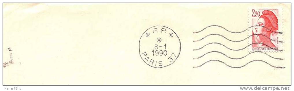 Bizarerie, Cachet PP Du 8/1/1990 Sur Timbre Liberté N°2376 - Brieven En Documenten