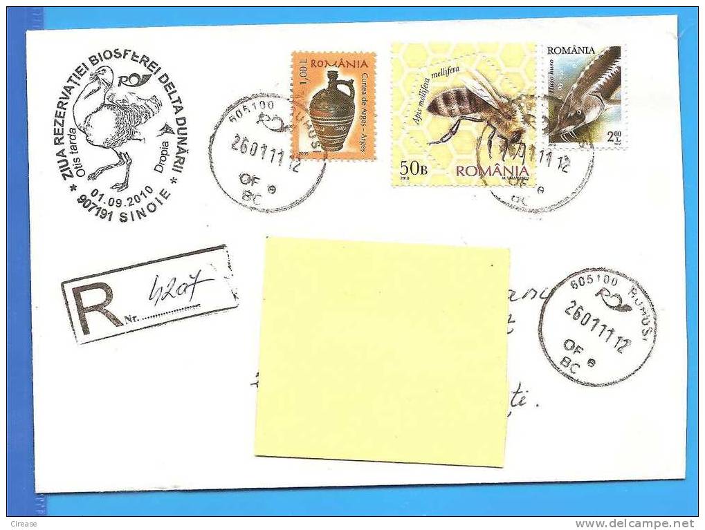 Nice Cover Circulated, Fish, Birds, Bees  ROMANIA  Cover - Honeybees