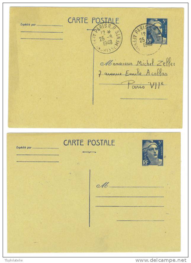 VEND BELLES CARTES POSTALES , N° 719B - CP1 X 2 , NEUVE ET OBLITEREE - Standard- Und TSC-AK (vor 1995)