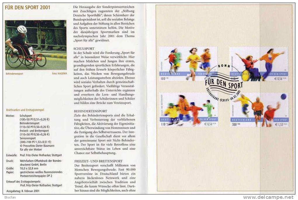 Bund Jahressammlung 2001 Mit 50 ETB BRD 2156-Block 57 SST 130€ Ersttagsblatt Mit Illustration Documentation Book Germany - Sammlungen (im Alben)