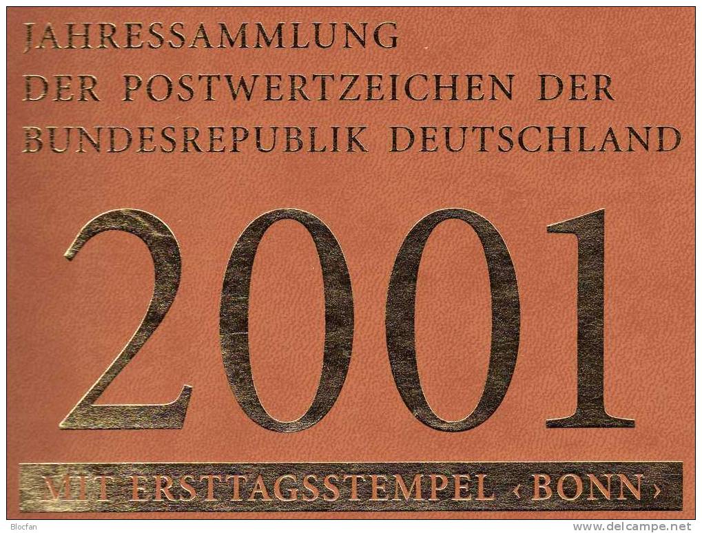 Bund Jahressammlung 2001 Mit 50 ETB BRD 2156-Block 57 SST 130€ Ersttagsblatt Mit Illustration Documentation Book Germany - Verzamelingen (in Albums)