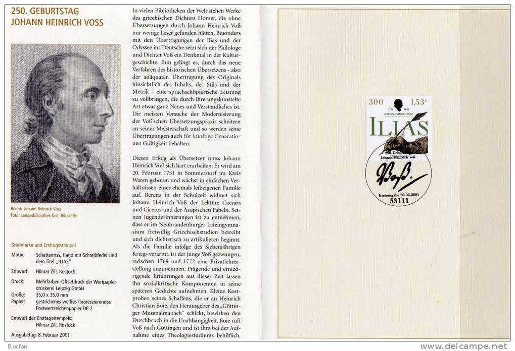 Bund Jahressammlung 2001 Mit 50 ETB BRD 2156-Block 57 SST 130€ Ersttagsblatt Mit Illustration Documentation Book Germany - Collezioni (in Album)