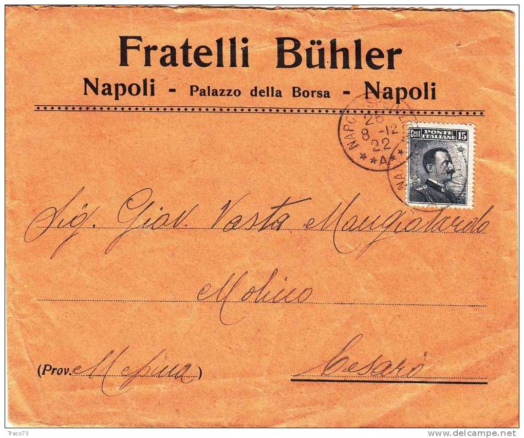 NAPOLI  /  CESARO' - Lettera  Pubblicitaria 26.8.1912  " Fratelli BUHLER "  Michetti Cent. 15 Isolato - Reclame