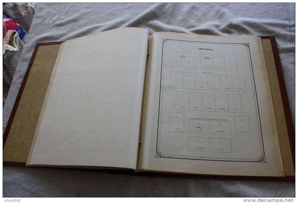 ANCIEN ALBUM CARTON & SIMILI  CUIR VIDE POUR TIMBRES INDOCHINE >>> ASIE AVEC QQ Feuilles Pré-imprimées - Pre-printed Pages