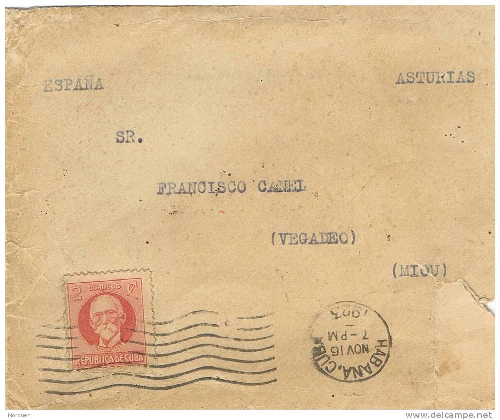 Carta LA HABANA (Cuba) 1923 A Asturias - Briefe U. Dokumente