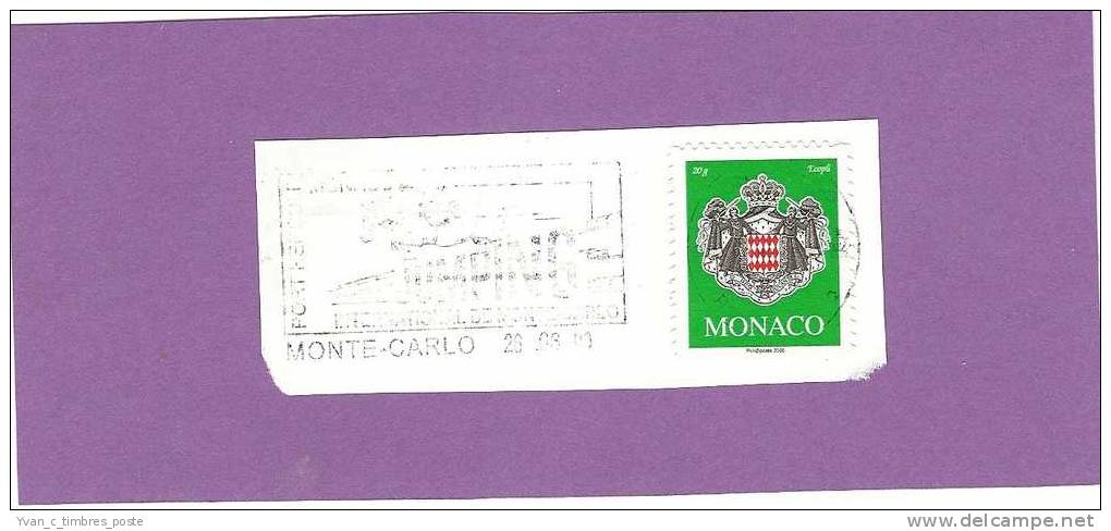 MONACO TIMBRE OBLITERE SUR FRAGMENT FLAMME JUMPING INTERNATIONAL DE MONTE CARLO - Maschinenstempel (EMA)