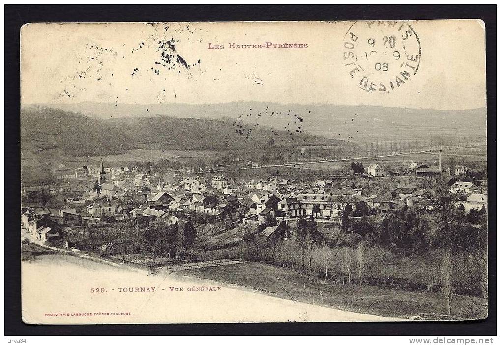 CPA  ANCIENNE- FRANCE- TOURNAY (65)- VUE GENERALE DU VILLAGE- CAD POSTE RESTANTE - Tournay