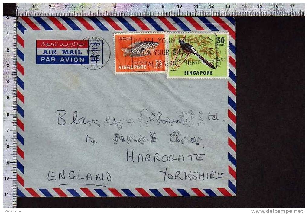 B5390 SINGAPORE POSTAL HISTORY 1966 ANIMAL FISH BIRD - Singapore (1959-...)