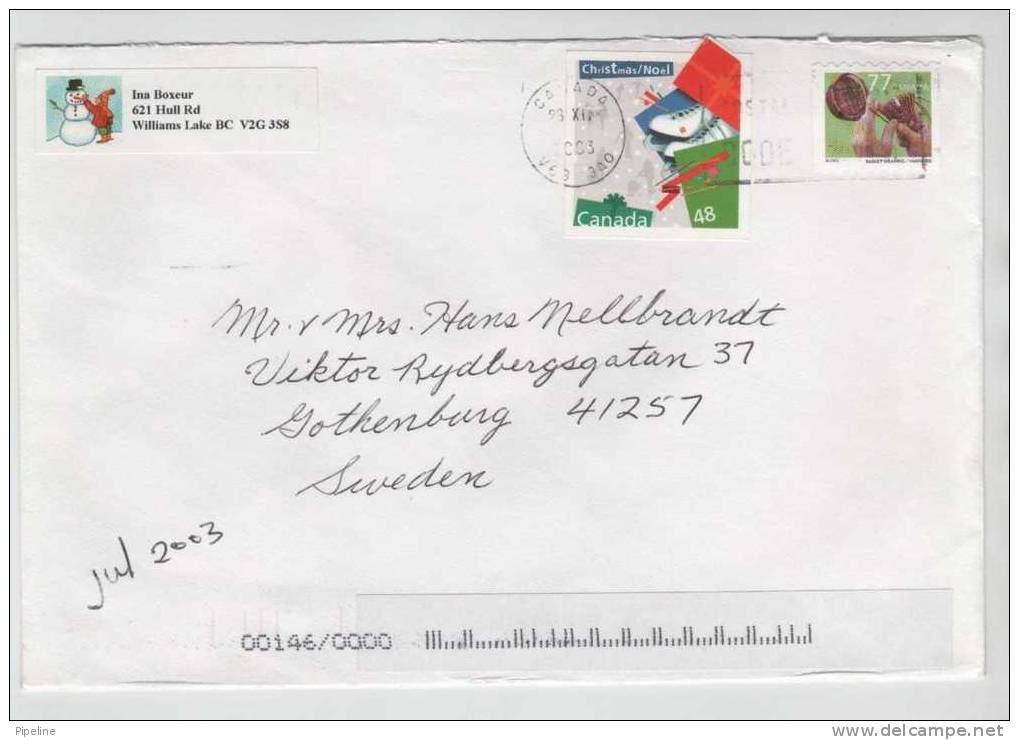 Canada Cover Sent To Sweden 23-12-2003 With Christmas Stamp - Covers & Documents