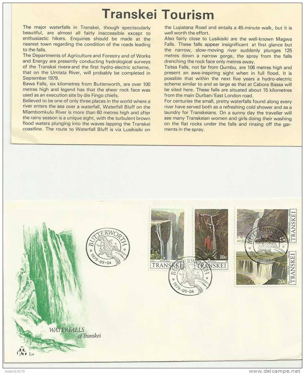 TRANSKEI-1979- 1 PIECE FDC WATERFALLS  TRANSKEI  - 04 SEPT 1979  WITH 4 STAMPS OF 4-10-15-20  CENTS  - REF.08 - Transkei
