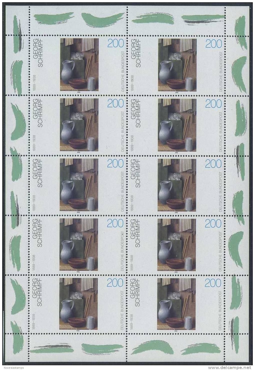 !a! GERMANY 1995 Mi. 1775 MNH SHEET(10) -German Paintings - 1991-2000